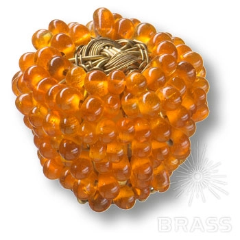 559NA Ручка-кнопка мебельная, бусины, вплетенные в латунно-проволочный каркас