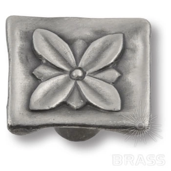 2413P Ручка-кнопка мебельная квадратная, старое серебро