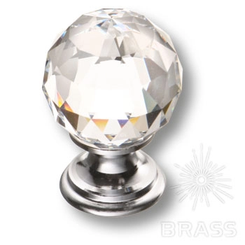 9933-400 Ручка-кнопка мебельная с кристаллом Swarovski, глянцевый хром 9933-400 Ручка-кнопка мебельная с кристаллом Swarovski, глянцевый хром