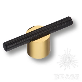 7414 0016 GL-AL6 Ручка-кнопка мебельная, глянцевое золото / чёрный 16 мм