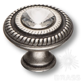 15.346.30.SWA.16 Ручка-кнопка мебельная с кристаллом, старое серебро