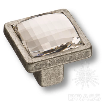 15.320.00.SWA.16 Ручка-кнопка мебельная с кристаллом Swarovski, старое серебро