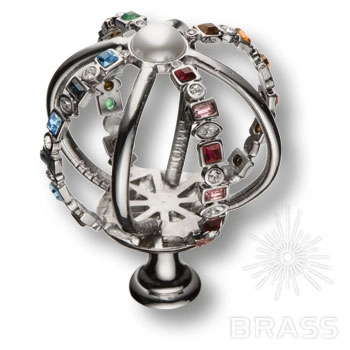 40 02B 15 Ручка-кнопка мебельная, глянцевое серебро