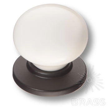 3005-85-000 Ручка-кнопка мебельная керамика с металлом, белый / чёрный