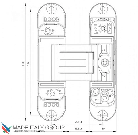 KUBICA 6300 NS петля скрытая универсальная асимметричная, цвет МАТОВЫЙ НИКЕЛЬ (60 kg)