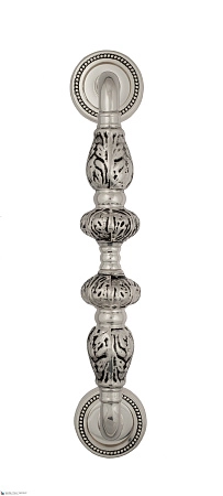 Дверная ручка-скоба Venezia LUCRECIA 305 мм (м/о 250 мм) D3 натуральное серебро + черный