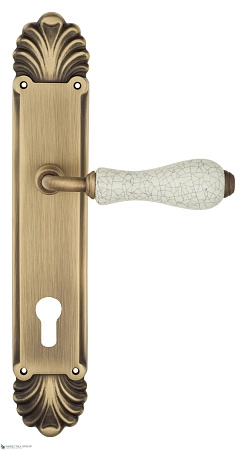 Дверные ручки Venezia COLOSSEO белая керамика паутинка CYL на планке PL87 матовая бронза