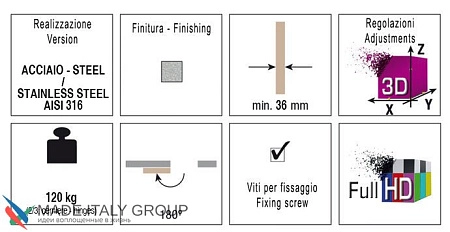 KUBICA K8120 ATOMIKA KARAKTER DXSX, CS петля скрытая универсальная МАТОВЫЙ ХРОМ (120 kg)