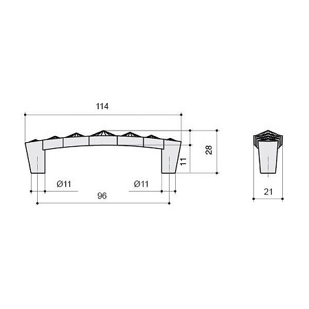 WMN.633X.096.MKRGP Ручка-скоба мебельная 96 мм, золото глянец / горный хрусталь