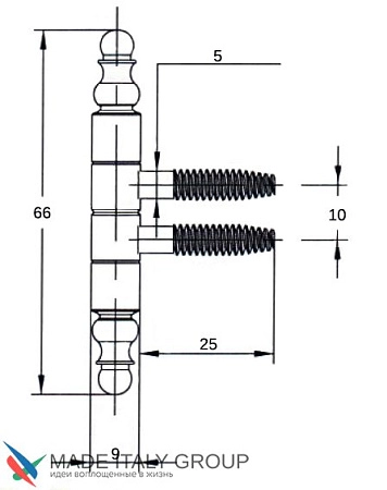 2551DAI.01 Петля мебельная ввертная La Florida Ø9 с декоративной пешкой полированная латунь (13 kg)
