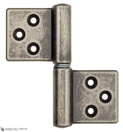 143FA032_T Петля накладная без врезки универсальная разборная Aldeghi 32x35 античное серебро