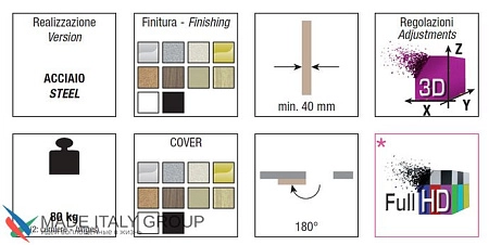 KUBICA K8080 ATOMIKA KARAKTER DXSX, NS петля скрытая универсальная МАТОВЫЙ НИКЕЛЬ (80 kg)