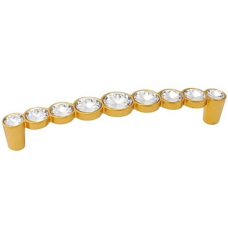 WMN.633X.128.MKRGP Ручка-скоба мебельная 128 мм, золото глянец / горный хрусталь