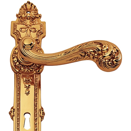 Ручка дверная Enrico Cassina Elisabetta C01210 на планке с фиксатором WC золото 24K