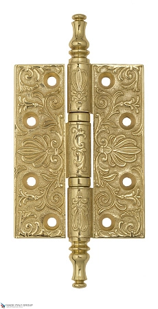 Дверная петля универсальная латунная с узором Venezia CRS011 102x76x4 полированная латунь