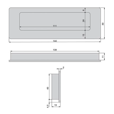 3701-100 Ручка мебельная врезная, глянцевое золото