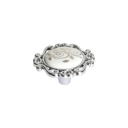 P41.Y00.M2.MCLG Ручка-кнопка мебельная, хром глянец / керамика