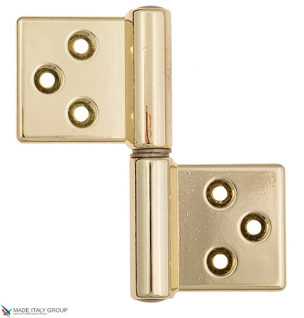 143LO032_T Петля накладная без врезки универсальная разборна Aldeghi 32x35 полированная латунь