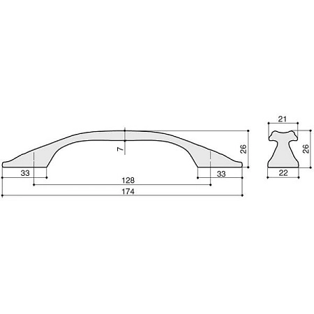 WMN.742X.128.M001H Ручка-скоба мебельная 128 мм, медь Сиена с золотой патиной