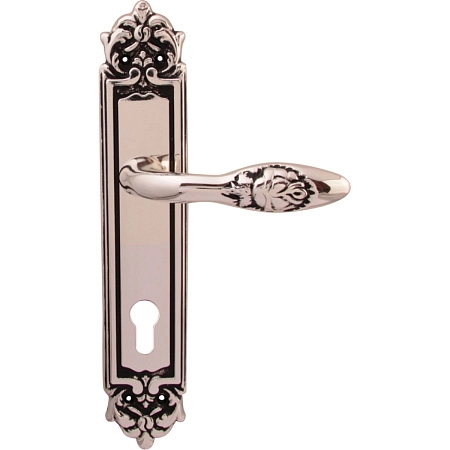 Дверные ручки на планке Melodia 243/229 Cyl Rosa Серебро 925 + черный