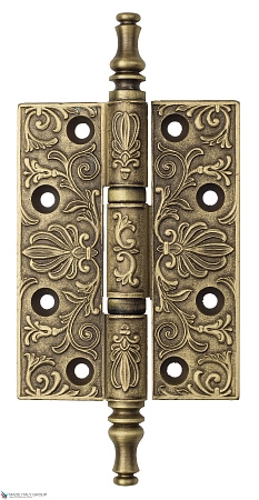 Дверная петля универсальная латунная с узором Venezia CRS011 102x76x4 матовая бронза