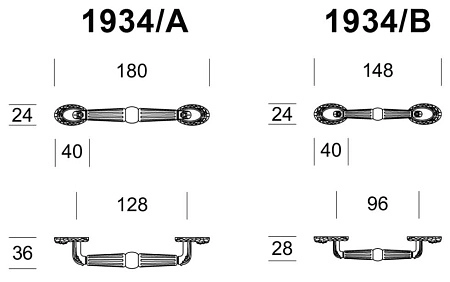 Мебельная ручка-скоба Salice Paolo Urbino серебро французское 1934/A al/pov