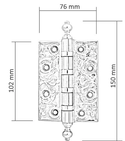 Петля дверная универсальная Linea Cali Vintage 102 x 4 мм серебро французское 1270.AF