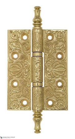 Дверная петля универсальная латунная с узором Venezia CRS011 102x76x4 полированная латунь