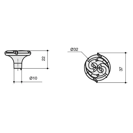 WPO.634Y.031.M00E8 Ручка-кнопка мебельная, старое серебро с блеском