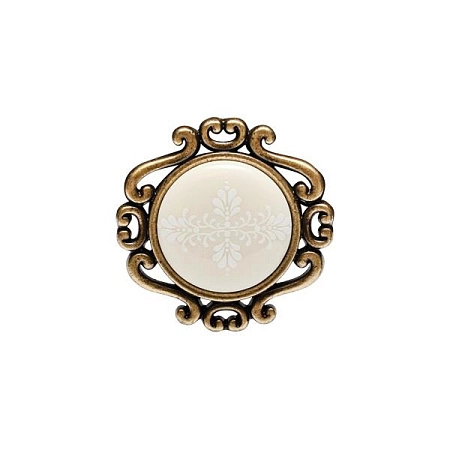 P41.Y01.G4.MD1G Ручка-кнопка мебельная, бронза античная "Флоренция" / керамика