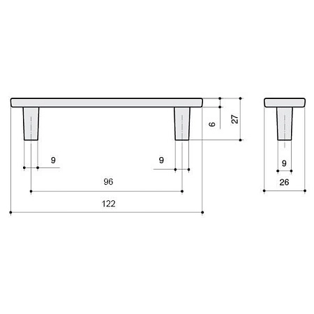 15064E0965B.32 Ручка-скоба мебельная 96 мм, никель глянец / белый (крокодил)