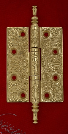 Дверная петля универсальная латунная с узором Venezia CRS011 102x76x4 полированная латунь