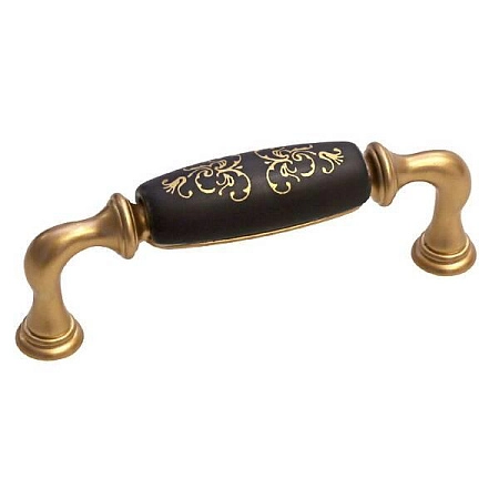 15136P096EW.46 Ручка-скоба мебельная 96 мм, золото матовое / керамика черная