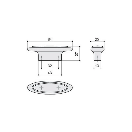 10.808.B17N-107 Ручка-кнопка мебельная 32 мм, серебро античное / вставка