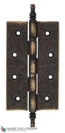 Дверная петля универсальная латунная с узором Venezia CRS012 152x89x4 темная бронза