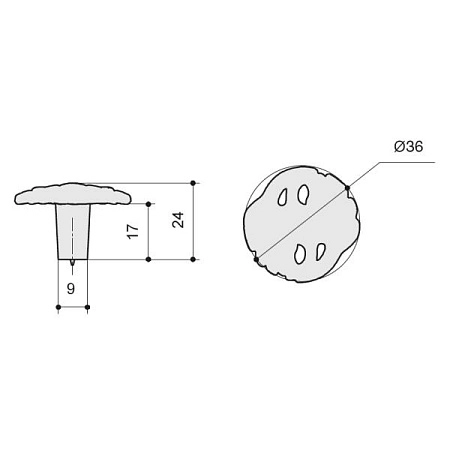 WPO.712Y.000.M00E8 Ручка-кнопка мебельная, старое серебро с блеском