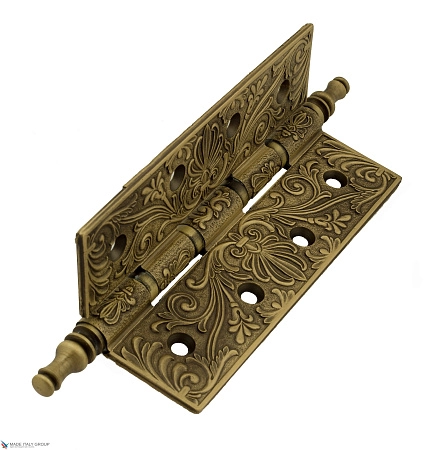 Дверная петля универсальная латунная с узором Venezia CRS012 152x89x4 матовая бронза