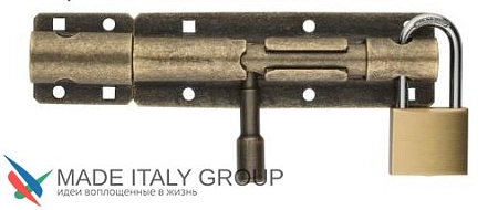 267OA30 Задвижка дверная с отверстием для навесного замка Aldeghi 300 мм античная бронза