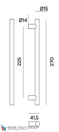Дверная ручка скоба Venezia LINEAR 270 мм (м/о 225 мм) матовая бронза