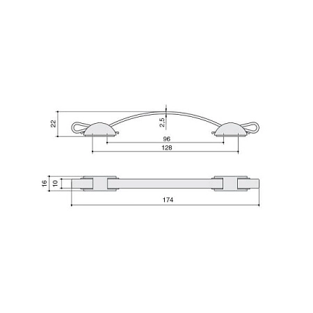 WMN.403W.K16.M03A3 Ручка-скоба мебельная 96 / 128 мм, белый / сталь нержавеющая