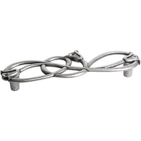 WMN.672X.128.MKRE8 Ручка-скоба мебельная 128 мм, старое серебро с блеском / горный хрусталь