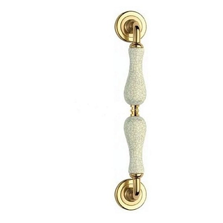 Дверная ручка скоба Cottali Raya 260 mm золото / керамика cracle