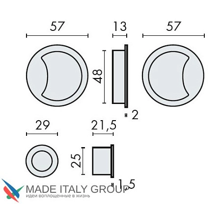 Ручки для раздвижных дверей Colombo ID211-CM матовый хром (2шт.)