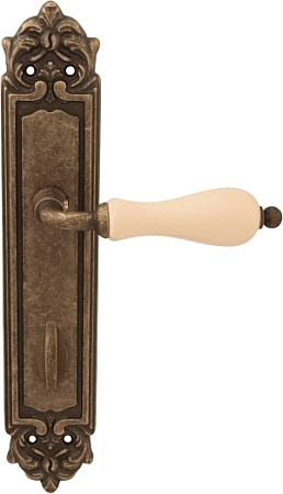 Дверные ручки на планке Melodia 179/229 Wc Ceramic Античная бронза + керамика бежевая