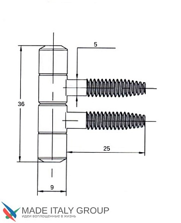 250DDD.01 Петля мебельная ввертная La Florida Ø9 с плоской пешкой античная бронза (13 kg)