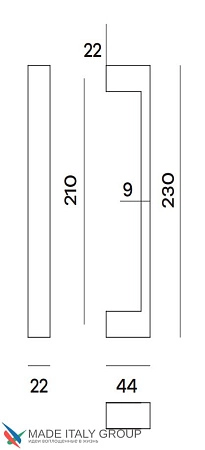 Дверная ручка-скоба Fratelli Cattini  BIBLO 230 мм (м/о 210 мм) матовый черный