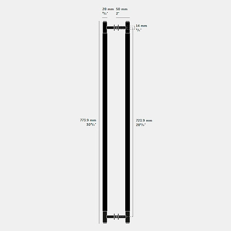 Дверные ручки-скобы Buster + Punch Closet Bar Double-sided Black 760 mm чёрный матовый