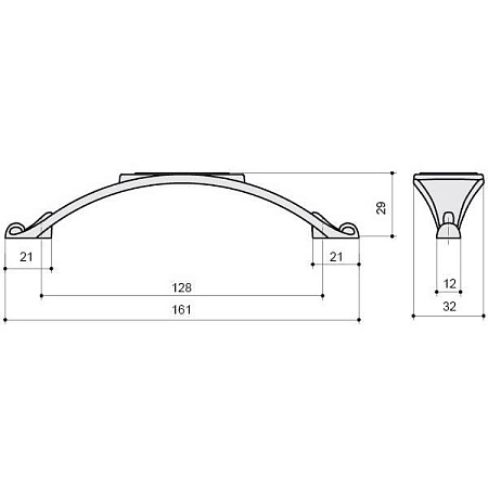 15177Z12800.25 Ручка-скоба мебельная 128 мм, серебро старое