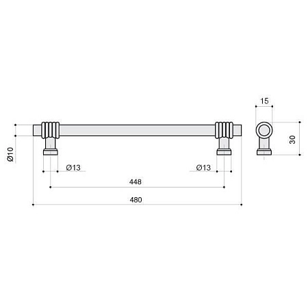 47107.53 Ручка-скоба мебельная 448 мм, античное железо