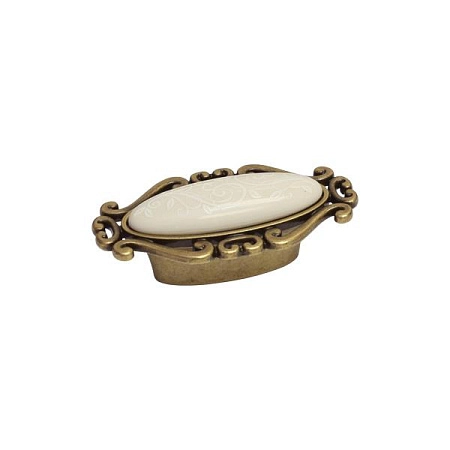 P40.X01.M3.MD1G Ручка-кнопка мебельная, бронза античная "Флоренция" / керамика